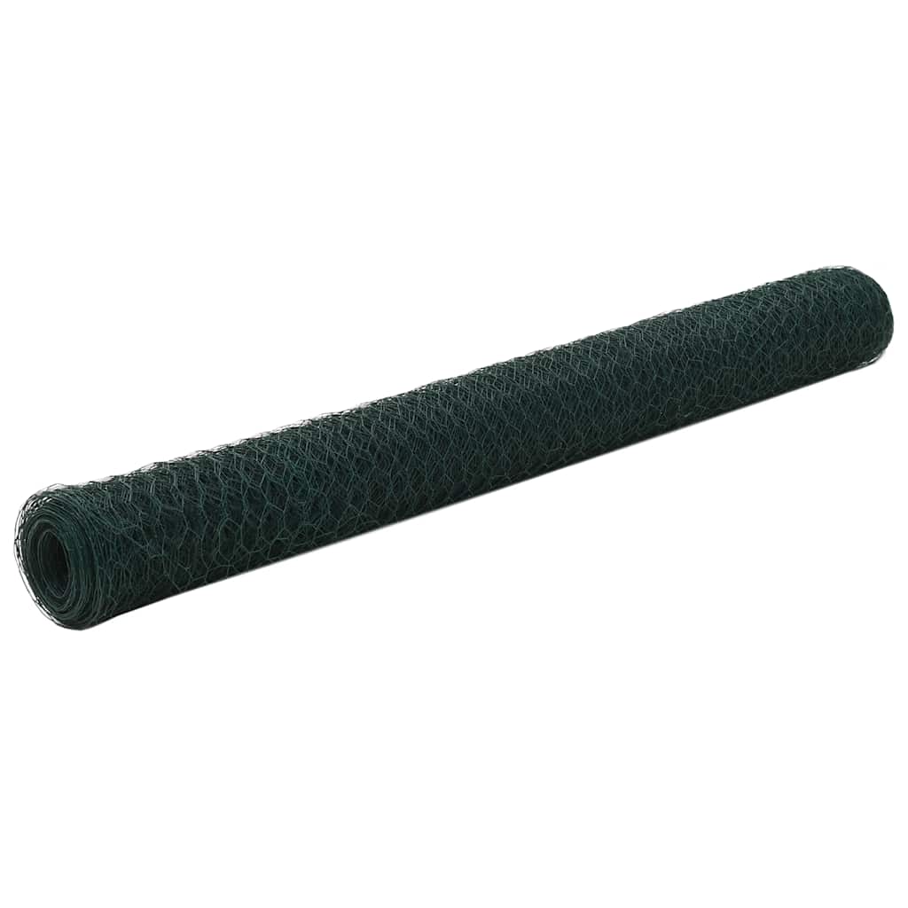 vidaXL Kippengaas 25x1,2 m staal met PVC coating groen
