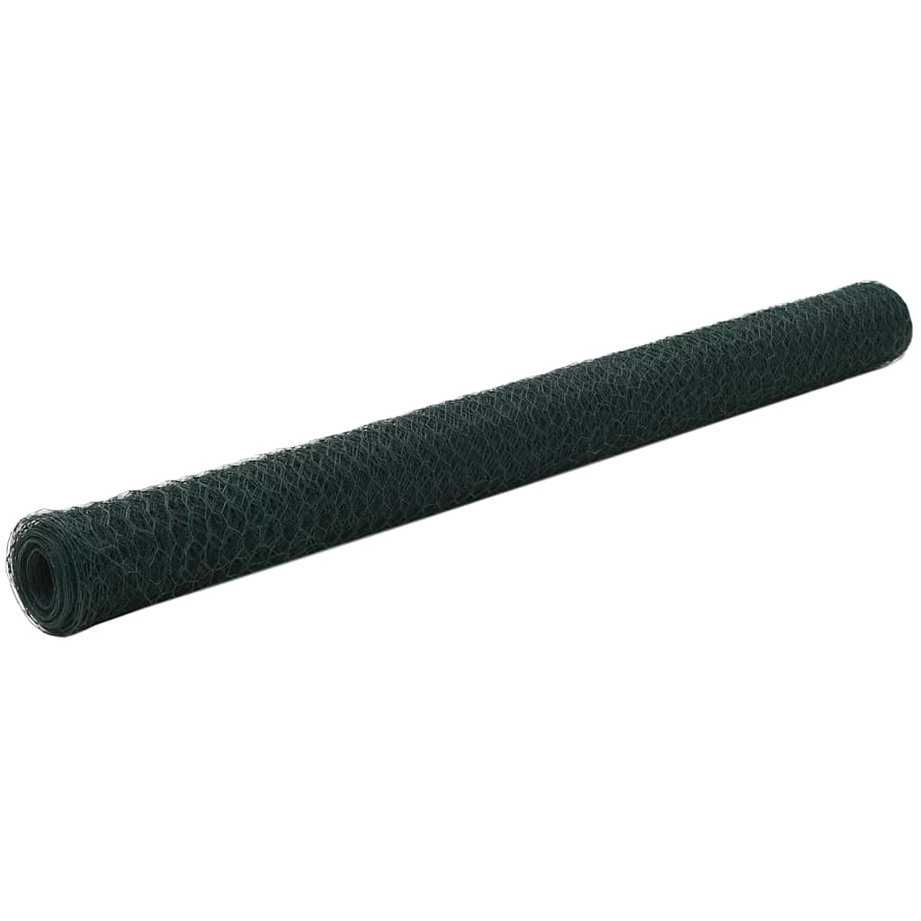 vidaXL Kippengaas 25x1,2 m staal met PVC coating groen