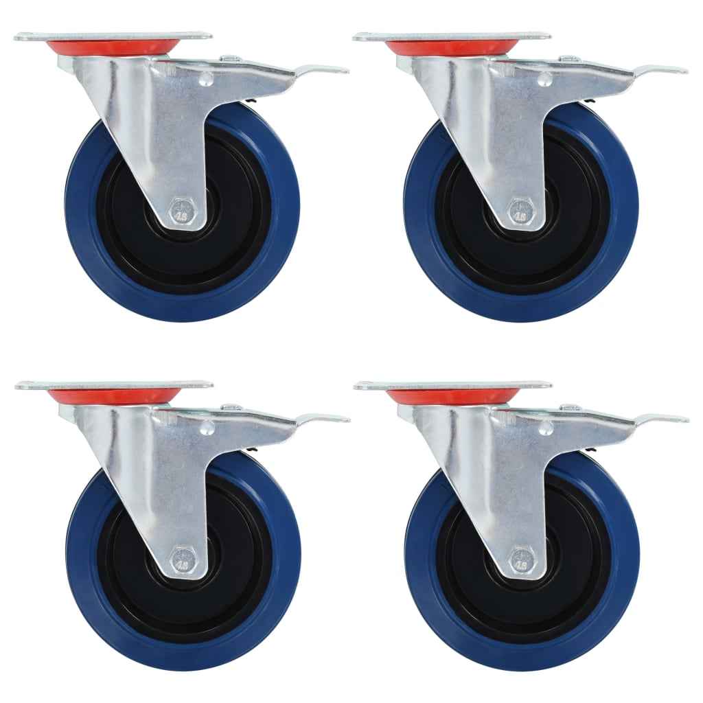 vidaXL Zwenkwielen met dubbele remmen 4 st 125 mm