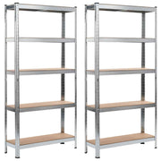 vidaXL Opbergrekken 2 st 90x30x180 cm staal en MDF zilverkleurig