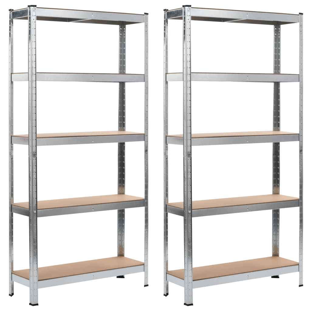 vidaXL Opbergrekken 2 st 90x30x180 cm staal en MDF zilverkleurig