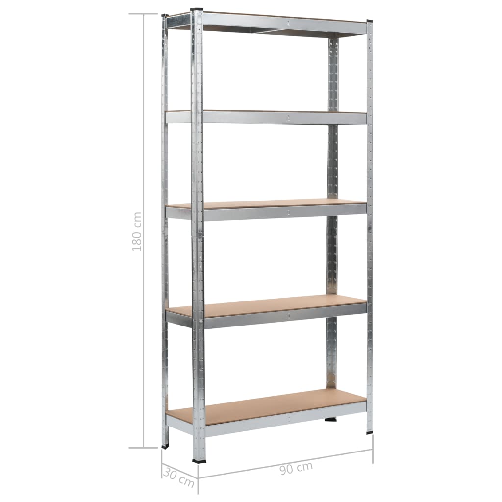 vidaXL Opbergrekken 2 st 90x30x180 cm staal en MDF zilverkleurig