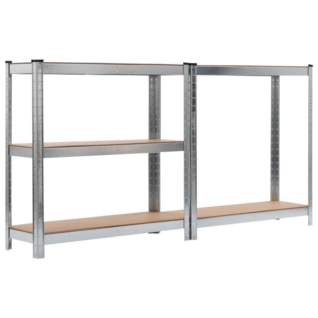 vidaXL Opbergrekken 2 st 90x30x180 cm staal en MDF zilverkleurig