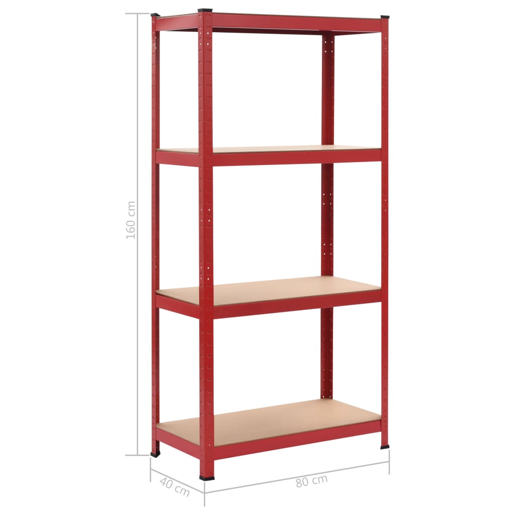 vidaXL Opbergrek 80x40x160 cm staal en MDF rood
