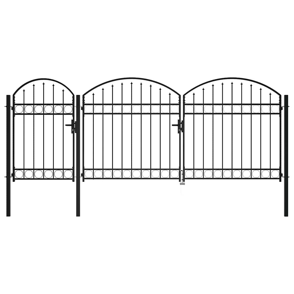 vidaXL Tuinpoort Zwart 175 x 400 cm Staal