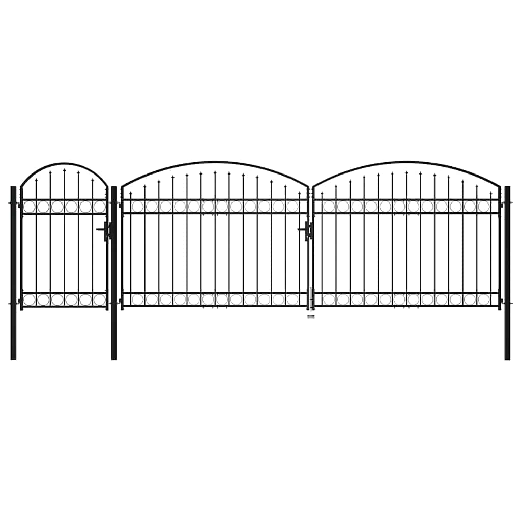vidaXL Tuinpoort Zwart 175 x 400 cm Staal