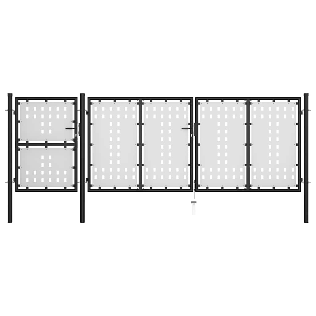 vidaXL Poort 350x125 cm staal zwart