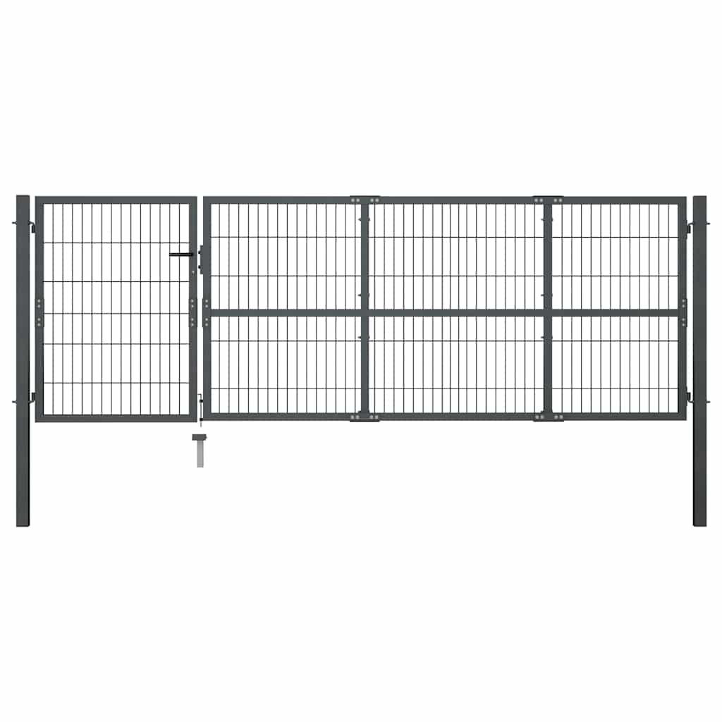 vidaXL Poort met palen 350x120 cm staal antraciet