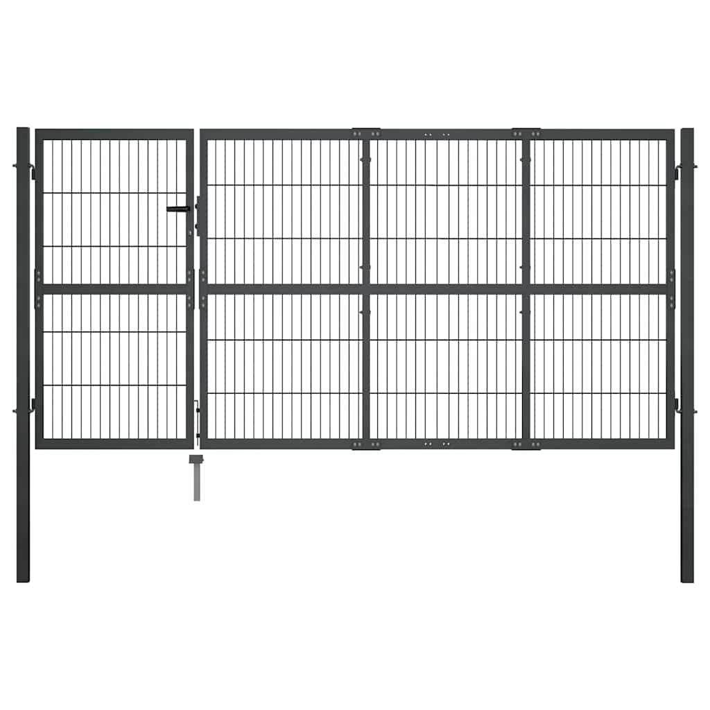 vidaXL Poort met palen 350x120 cm staal antraciet