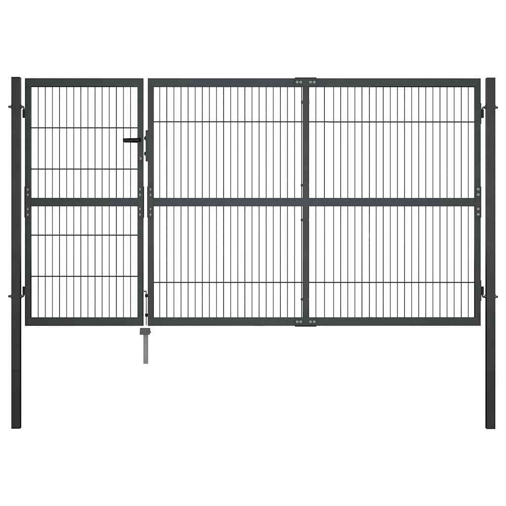 vidaXL Poort met palen 350x120 cm staal antraciet
