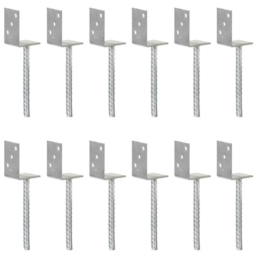 vidaXL Grondankers 6 st 8x6x30 cm gegalvaniseerd staal zilverkleurig