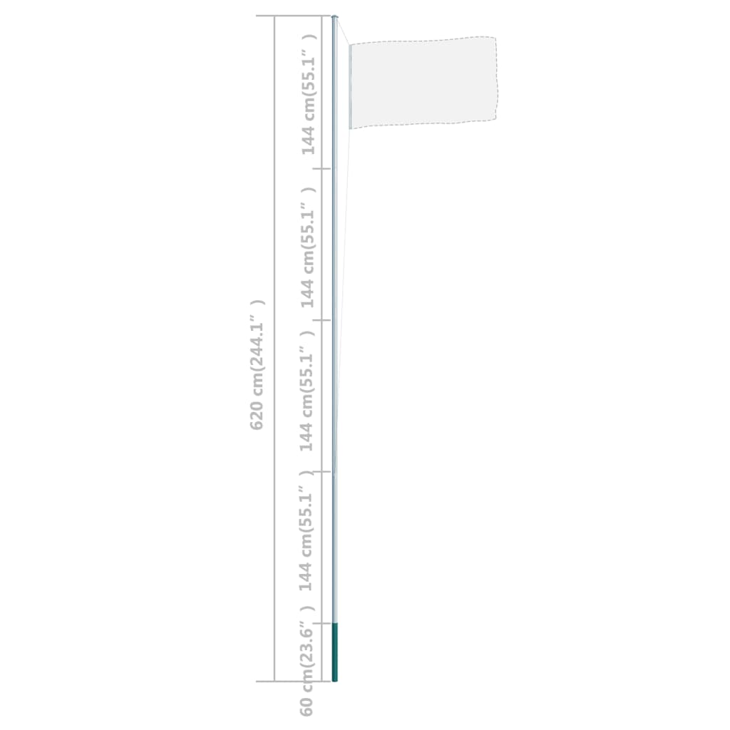 vidaXL Vlaggenmast sectioneel 6,2 m aluminium