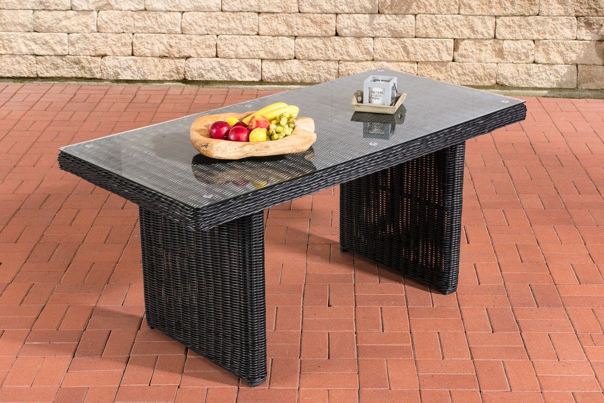Rotan Eettafel La Gomera zwart,160 cm schwarz