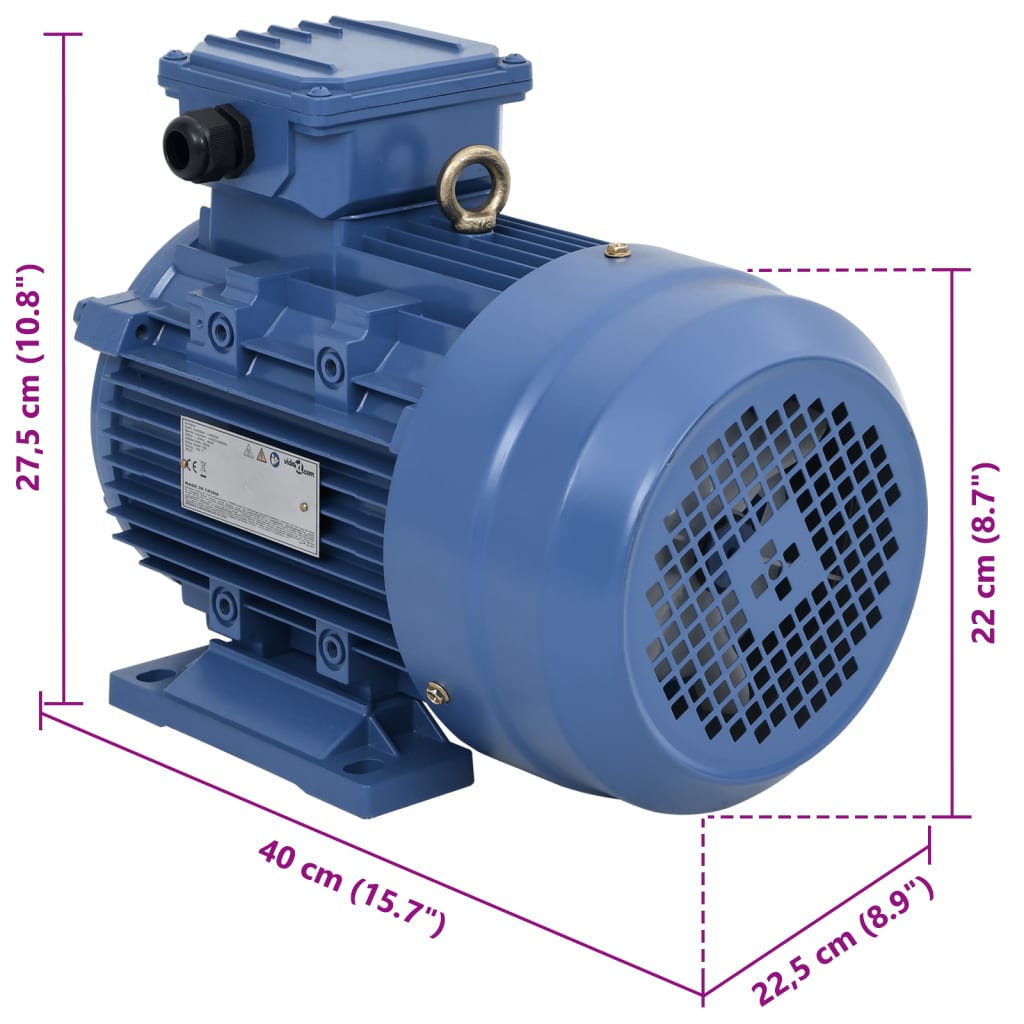 vidaXL Elektromotor 3 fase 1,5 kW/2 pk 2-polig 2840 rpm aluminium