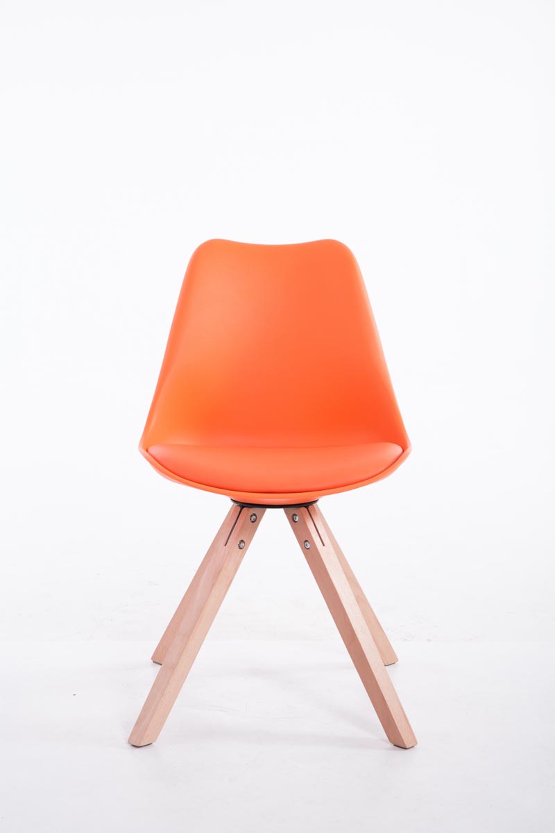 Eetkamerstoel Toulouse Vierkant frame Kunstleer oranje,natura orange