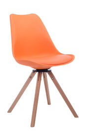 Eetkamerstoel TROYES, Walnoot vierkant oranje,natura orange