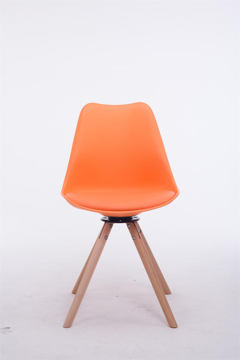 Eetkamerstoel TROYES, Walnoot vierkant oranje,natura orange