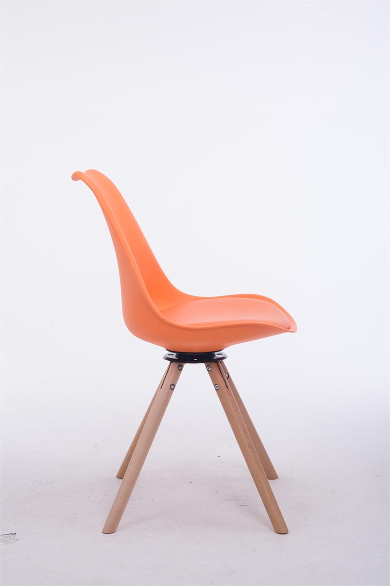 Eetkamerstoel TROYES, Walnoot vierkant oranje,natura orange