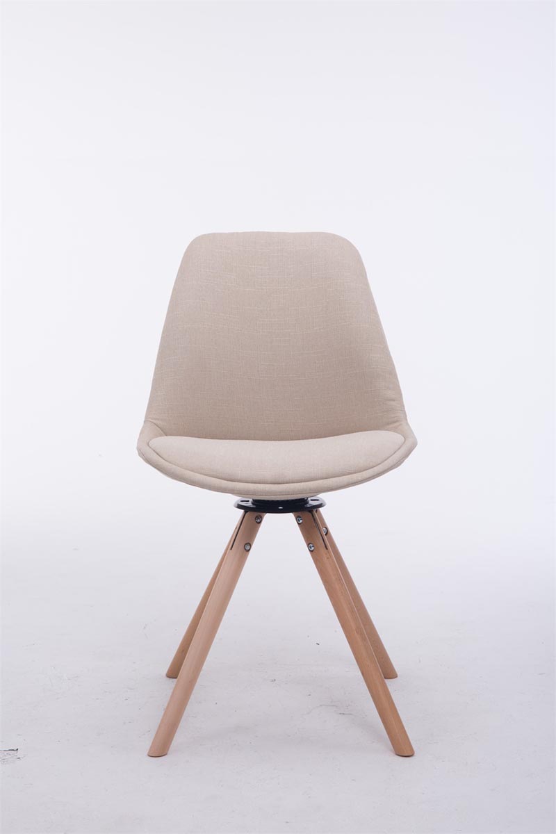 Bezoekerstoel Troyes Draaibaar Stof Rond creme,natura creme