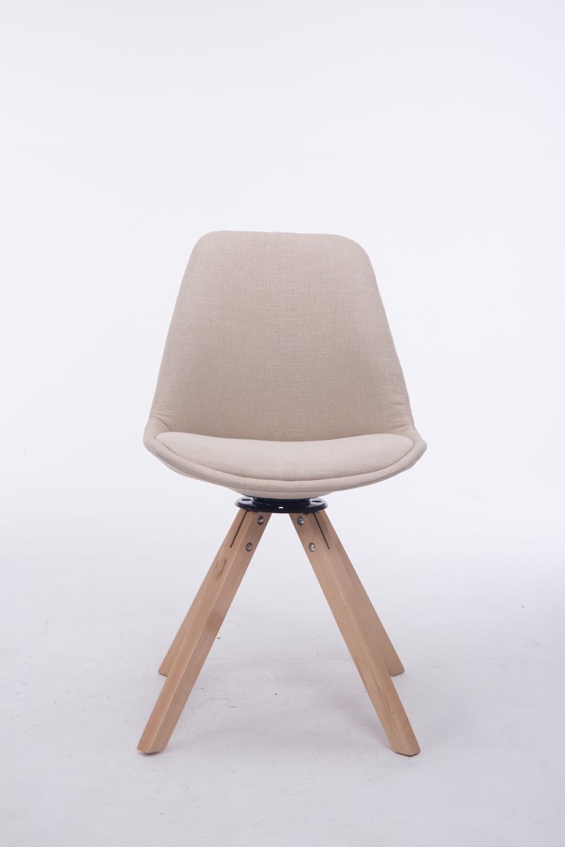 Eetkamerstoel Troyes vierkant frame Stof creme,natura creme