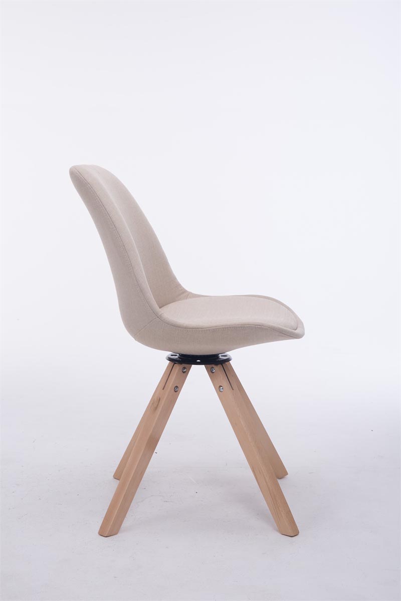 Eetkamerstoel Troyes vierkant frame Stof creme,natura creme