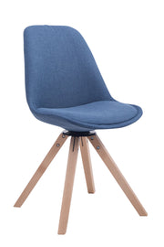 Eetkamerstoel Troyes vierkant frame Stof blauw,natura blau