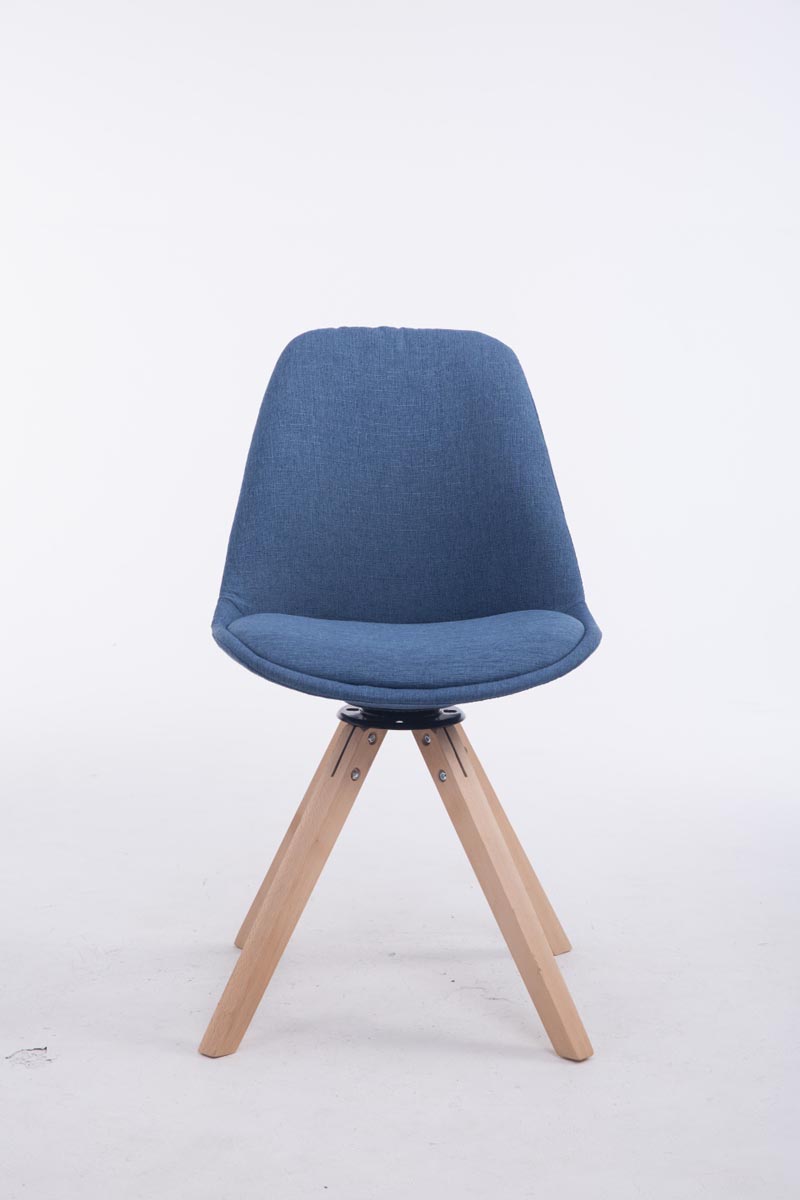 Eetkamerstoel Troyes vierkant frame Stof blauw,natura blau