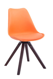Eetkamerstoel Troyes Kunstleder Vierkant oranje,walnoot orange