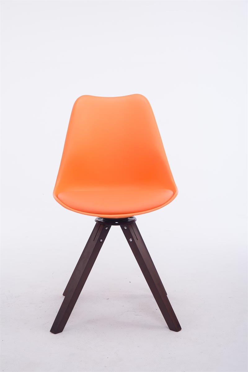Eetkamerstoel Troyes Kunstleder Vierkant oranje,walnoot orange