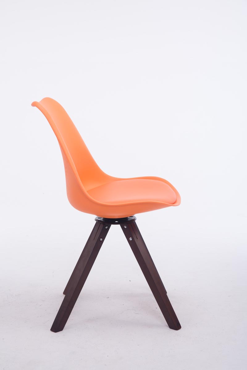 Eetkamerstoel Troyes Kunstleder Vierkant oranje,walnoot orange