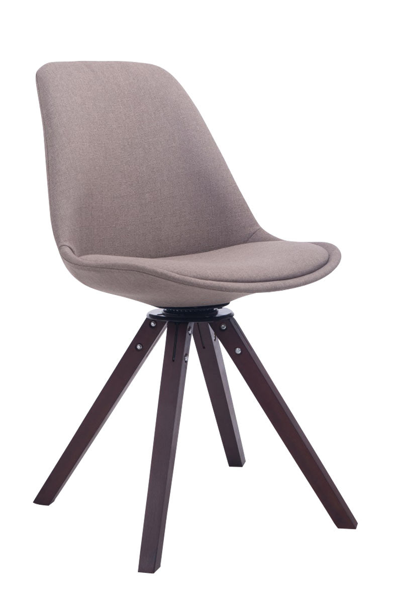 Eetkamerstoel Troyes vierkant frame Stof taupe,walnoot taupe