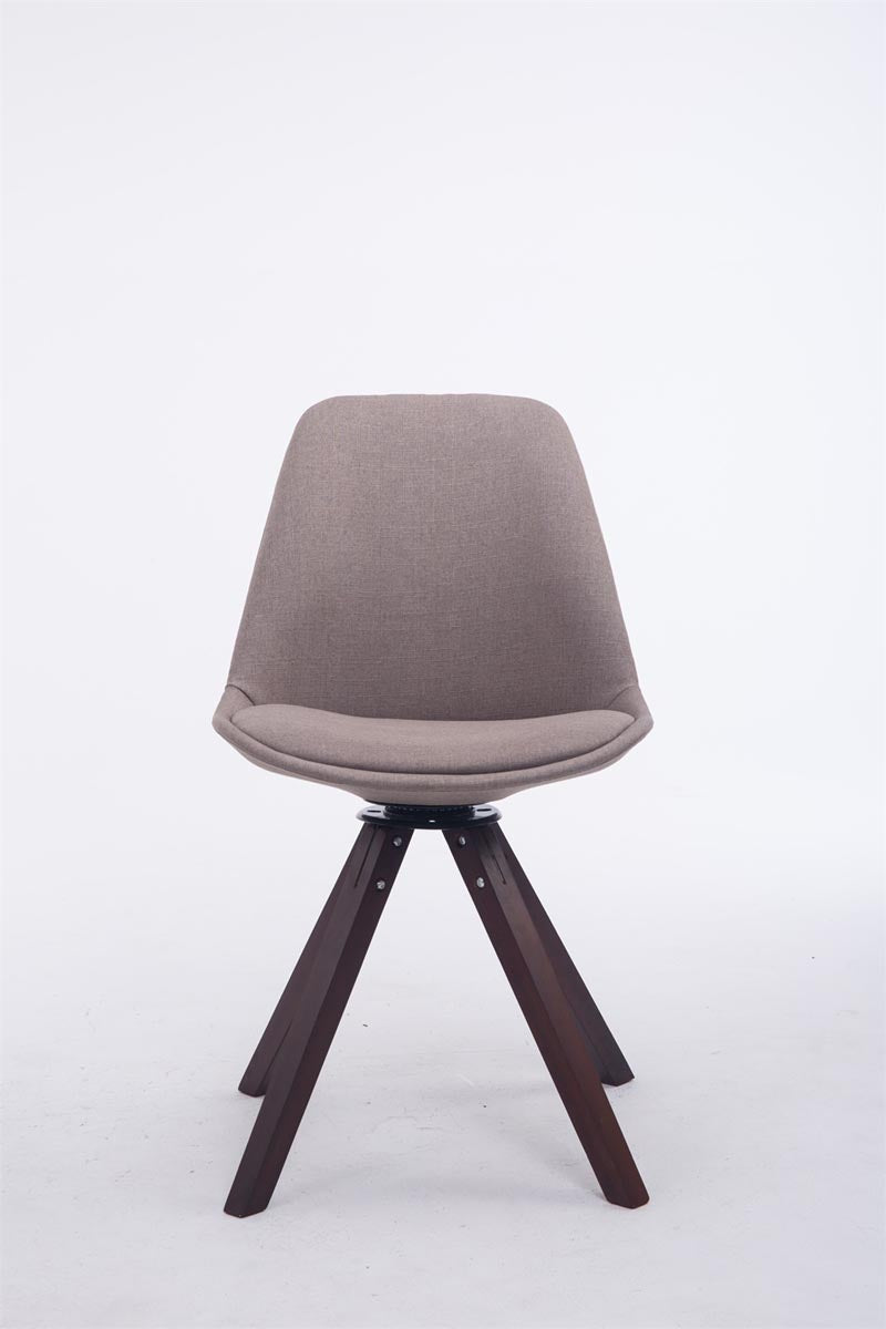Eetkamerstoel Troyes vierkant frame Stof taupe,walnoot taupe