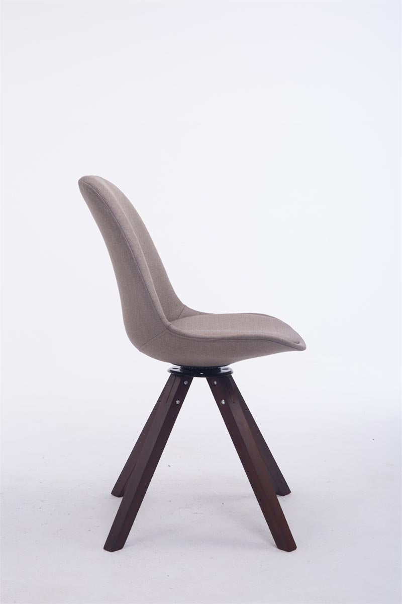 Eetkamerstoel Troyes vierkant frame Stof taupe,walnoot taupe