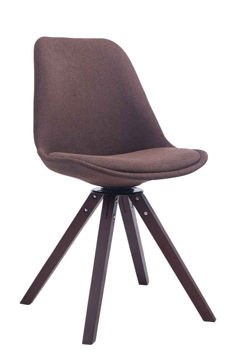 Eetkamerstoel Troyes vierkant frame Stof bruin,walnoot braun