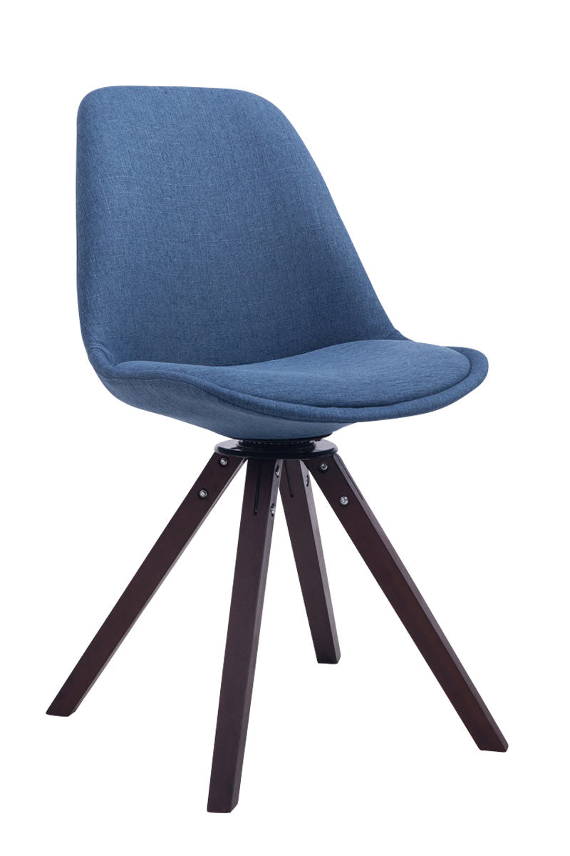 Eetkamerstoel Troyes vierkant frame Stof blauw,walnoot blau