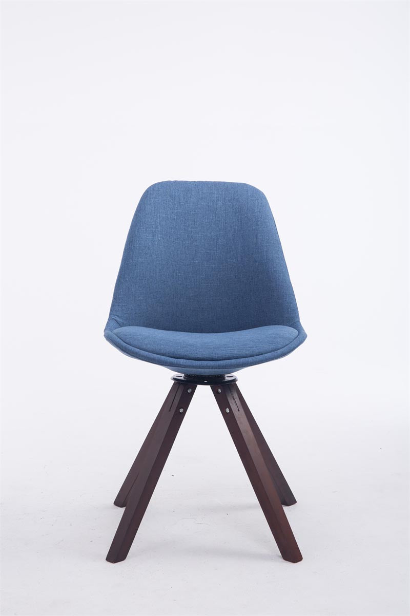 Eetkamerstoel Troyes vierkant frame Stof blauw,walnoot blau