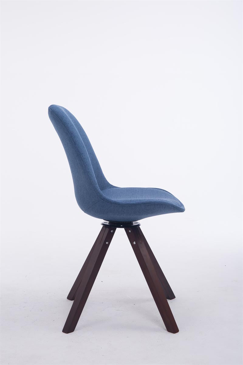 Eetkamerstoel Troyes vierkant frame Stof blauw,walnoot blau