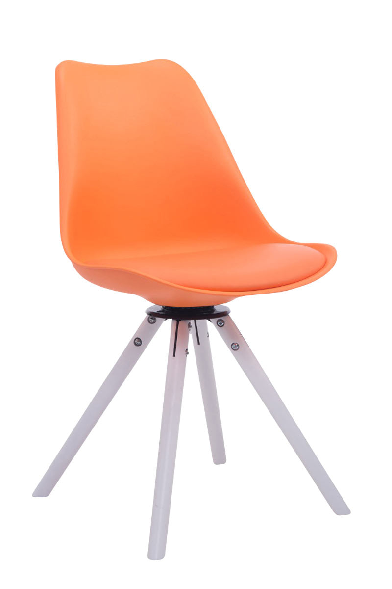 Eetkamerstoel TROYES, Walnoot vierkant oranje,wit orange