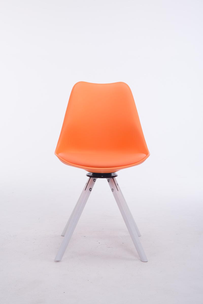 Eetkamerstoel TROYES, Walnoot vierkant oranje,wit orange