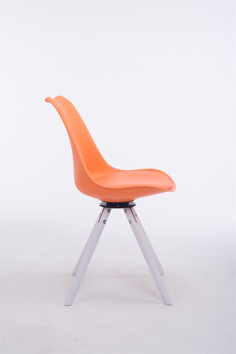 Eetkamerstoel TROYES, Walnoot vierkant oranje,wit orange
