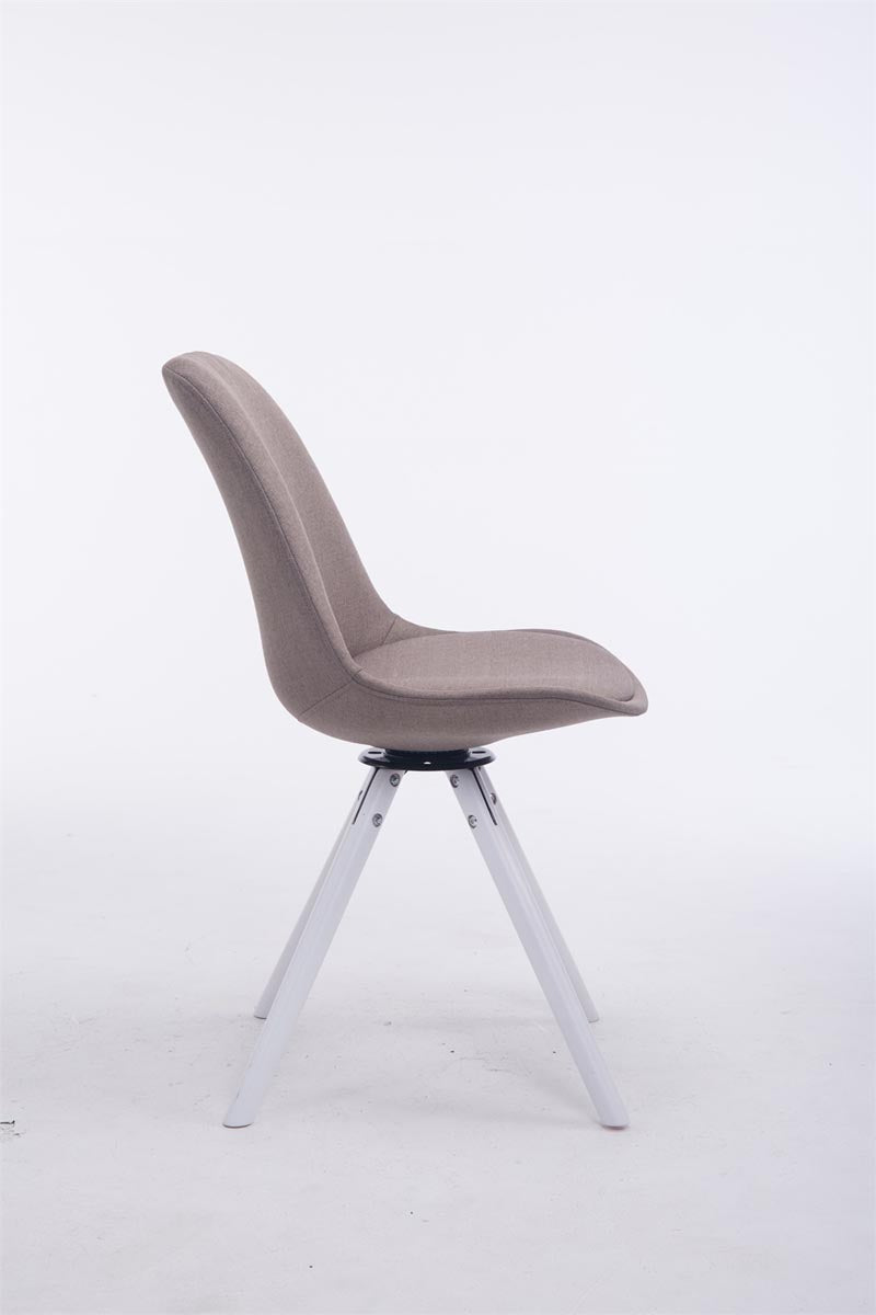 Bezoekerstoel Troyes Draaibaar Stof Rond taupe,wit taupe