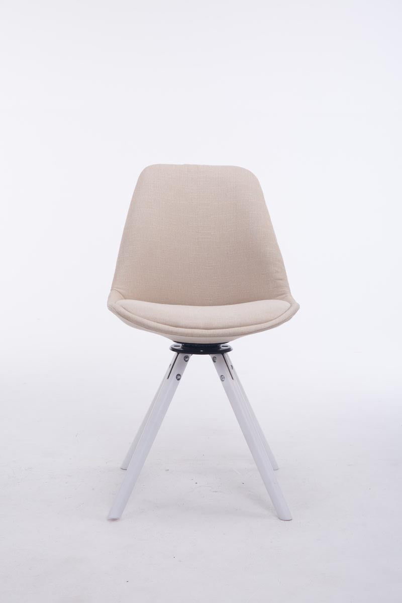 Bezoekerstoel Troyes Draaibaar Stof Rond creme,wit creme