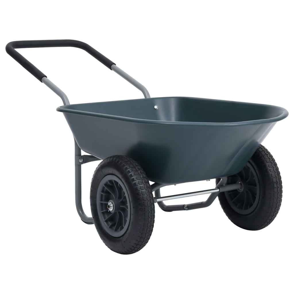 vidaXL Kruiwagen 100 kg 78 L 140x63x65 cm groen en grijs
