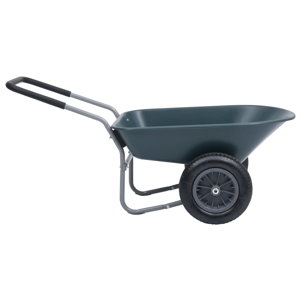 vidaXL Kruiwagen 100 kg 78 L 140x63x65 cm groen en grijs