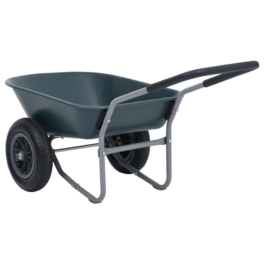 vidaXL Kruiwagen 100 kg 78 L 140x63x65 cm groen en grijs
