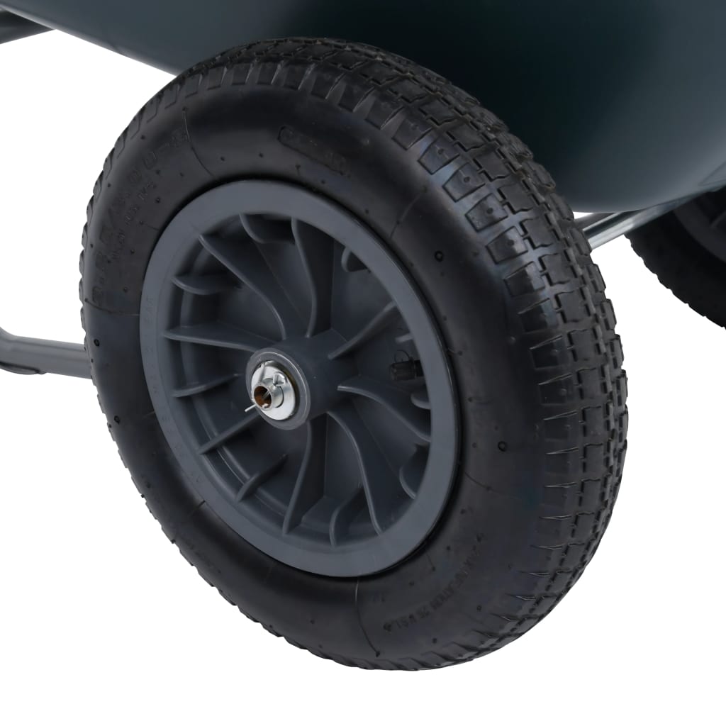 vidaXL Kruiwagen 100 kg 78 L 140x63x65 cm groen en grijs