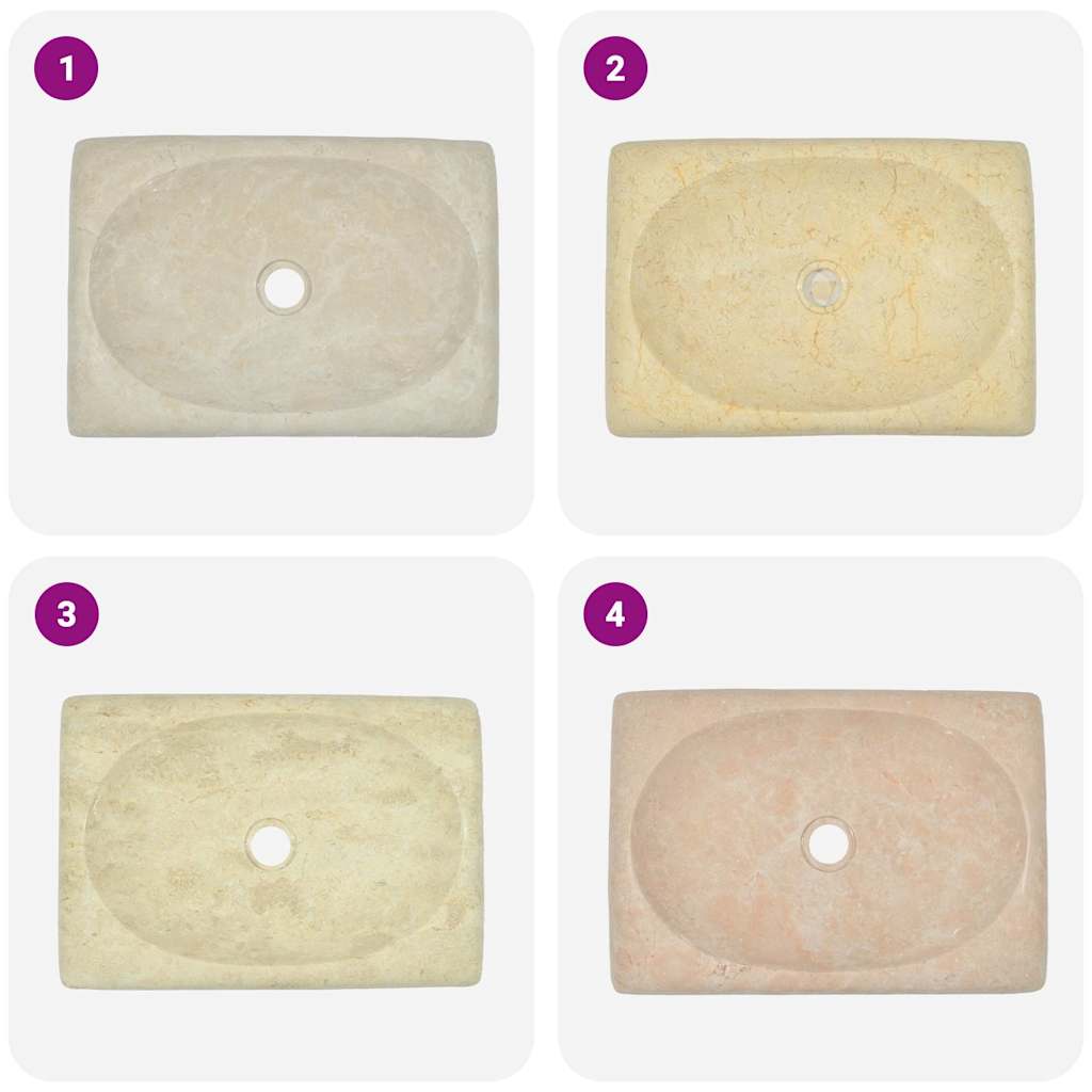 vidaXL Gootsteen 50x35x10 cm marmer crèmekleurig