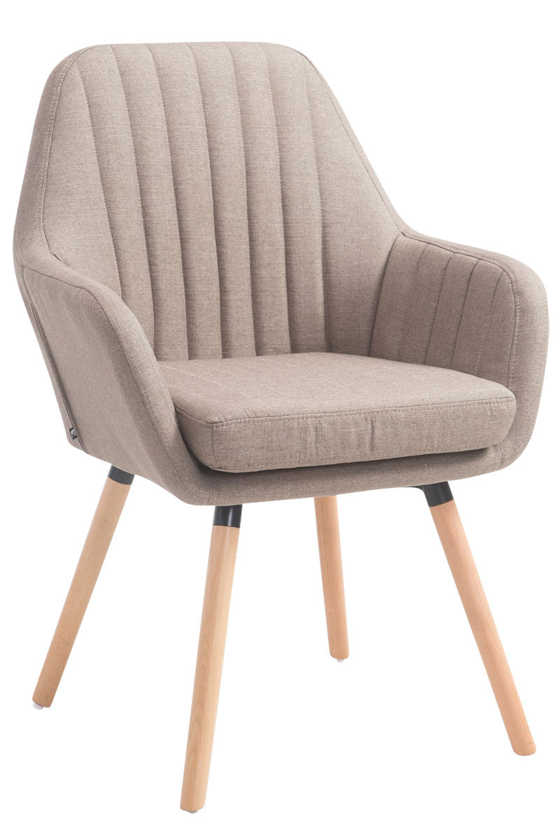Retro eetkamerstoel FLORIAN, stof taupe,natura taupe