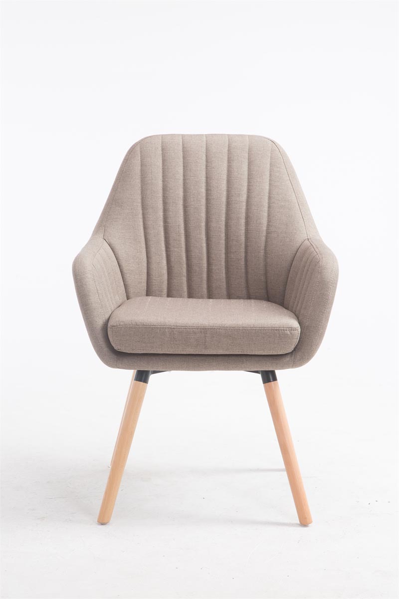 Retro eetkamerstoel FLORIAN, stof taupe,natura taupe