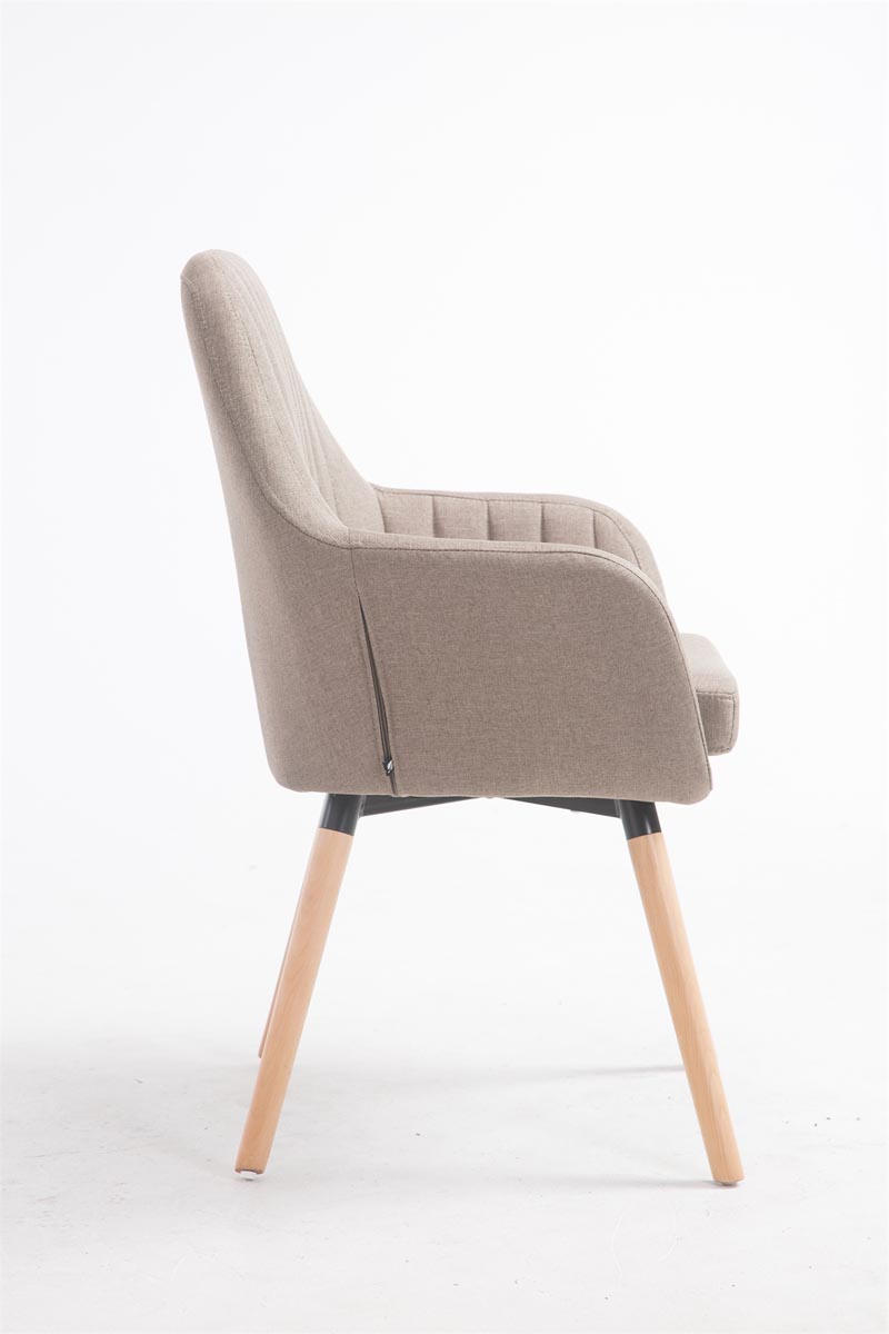 Retro eetkamerstoel FLORIAN, stof taupe,natura taupe